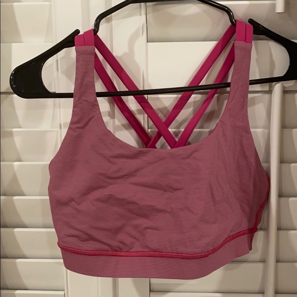 Grey and Pink Striped Energy Bra Lululemon